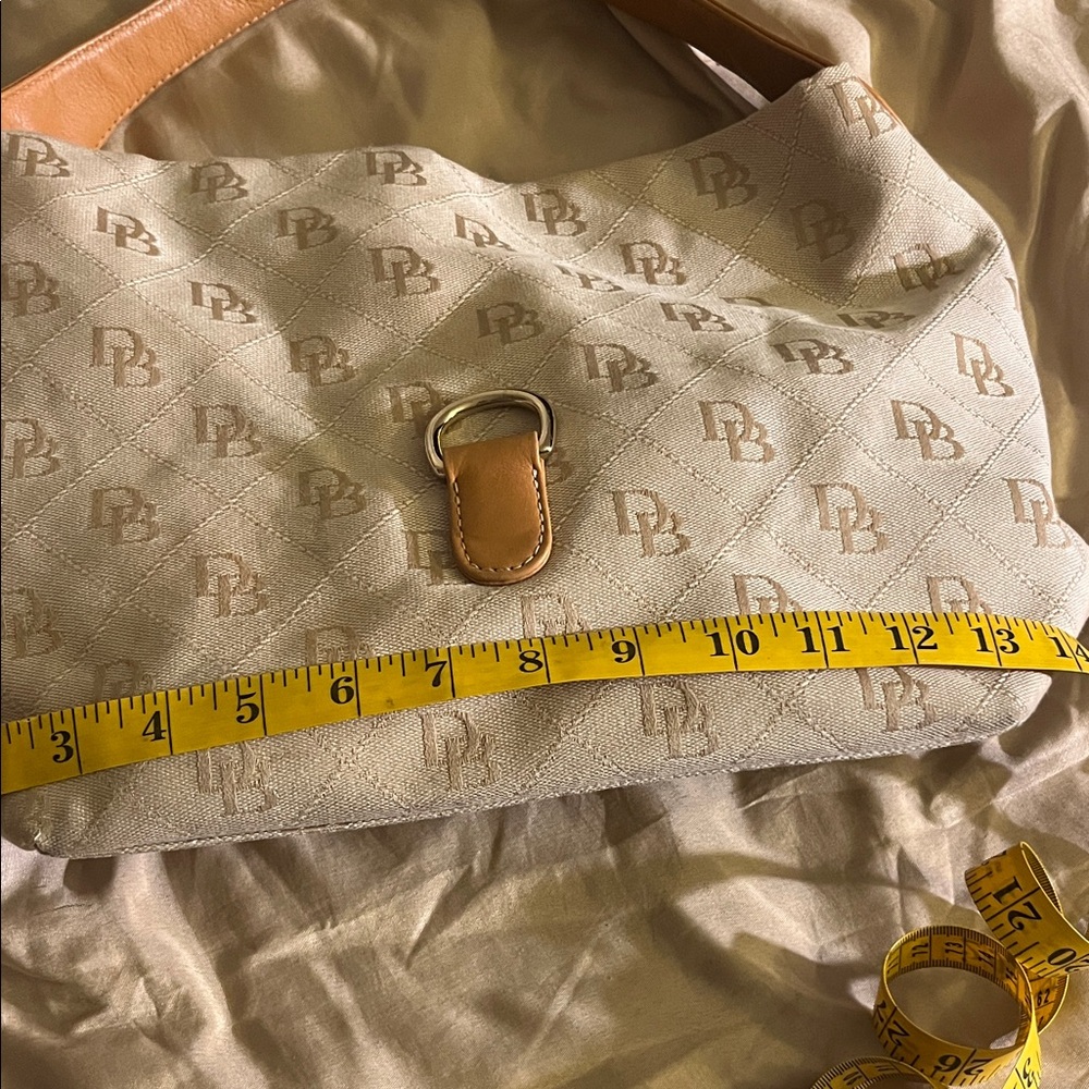 Dooney & Bourke Cream & Tan Logo Tote with Leather Trim - Picture 9 of 13